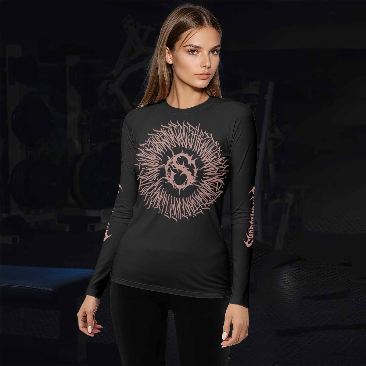 Dark Anointed Women’s Long Sleeve Rash Guard - lifestyle view