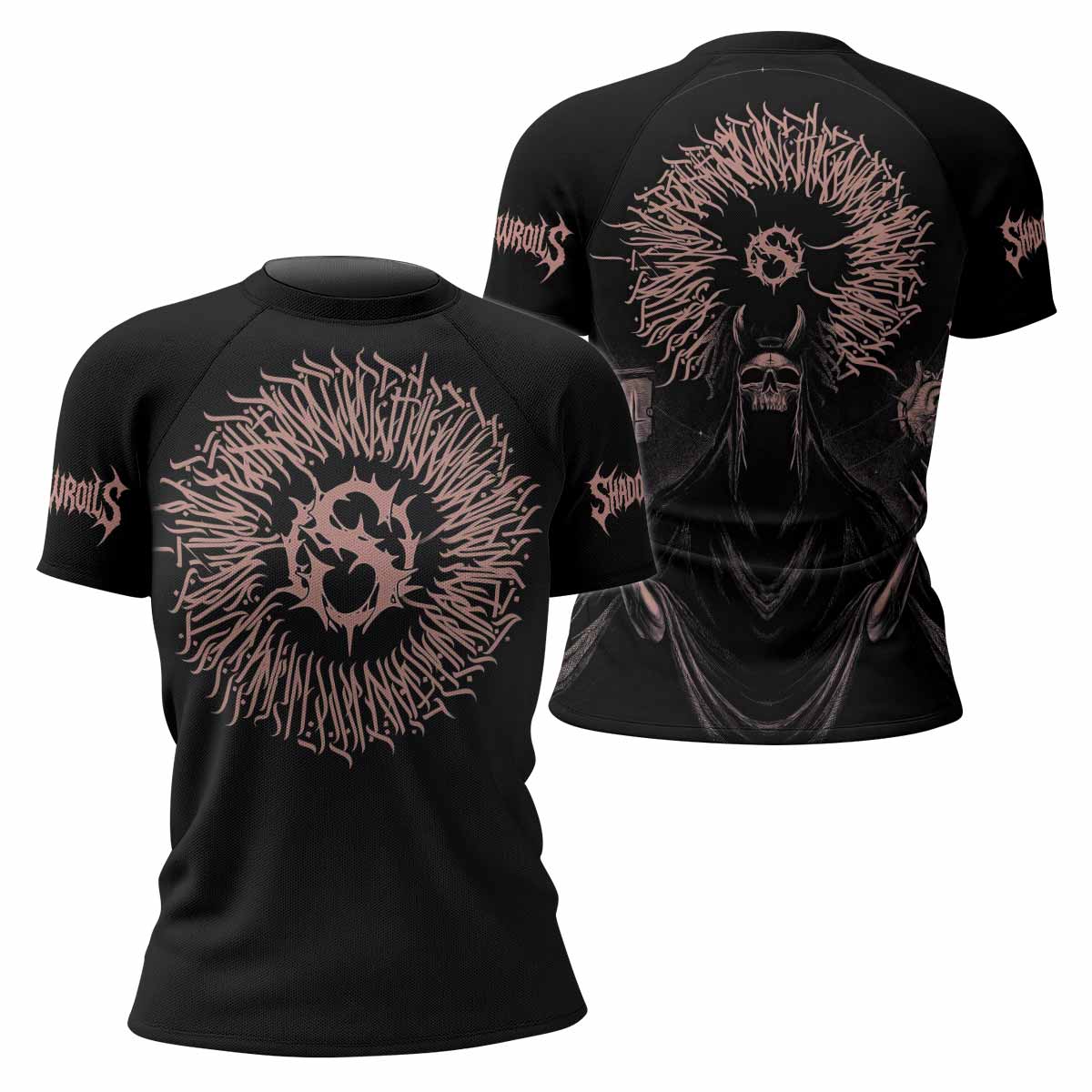 Dark Anointed Women’s Short Sleeve Rash Guard - front and back view