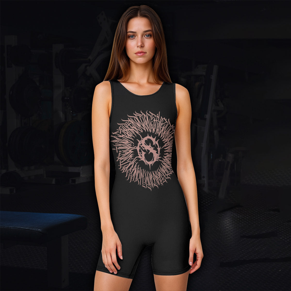 Dark Anointed Wrestling Singlet - women's lifestyle view