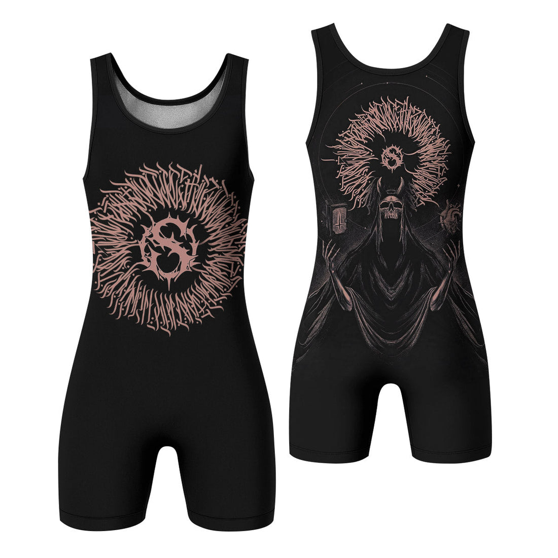 Dark Anointed Wrestling Singlet - front and back view