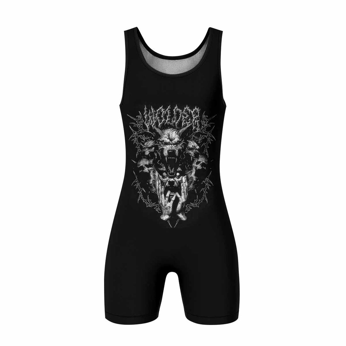 Dark Cerberus Unleashed Wrestling Singlet – front and back view