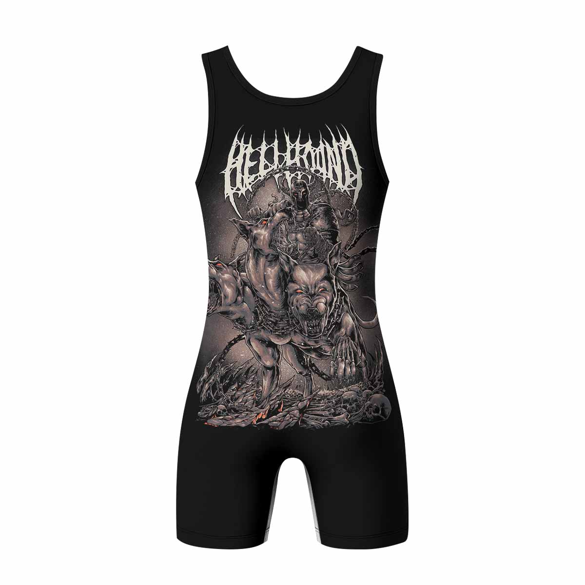 Dark Cerberus Unleashed Wrestling Singlet – back view mockup 