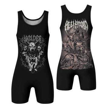 Dark Cerberus Unleashed Wrestling Singlet – front and back view