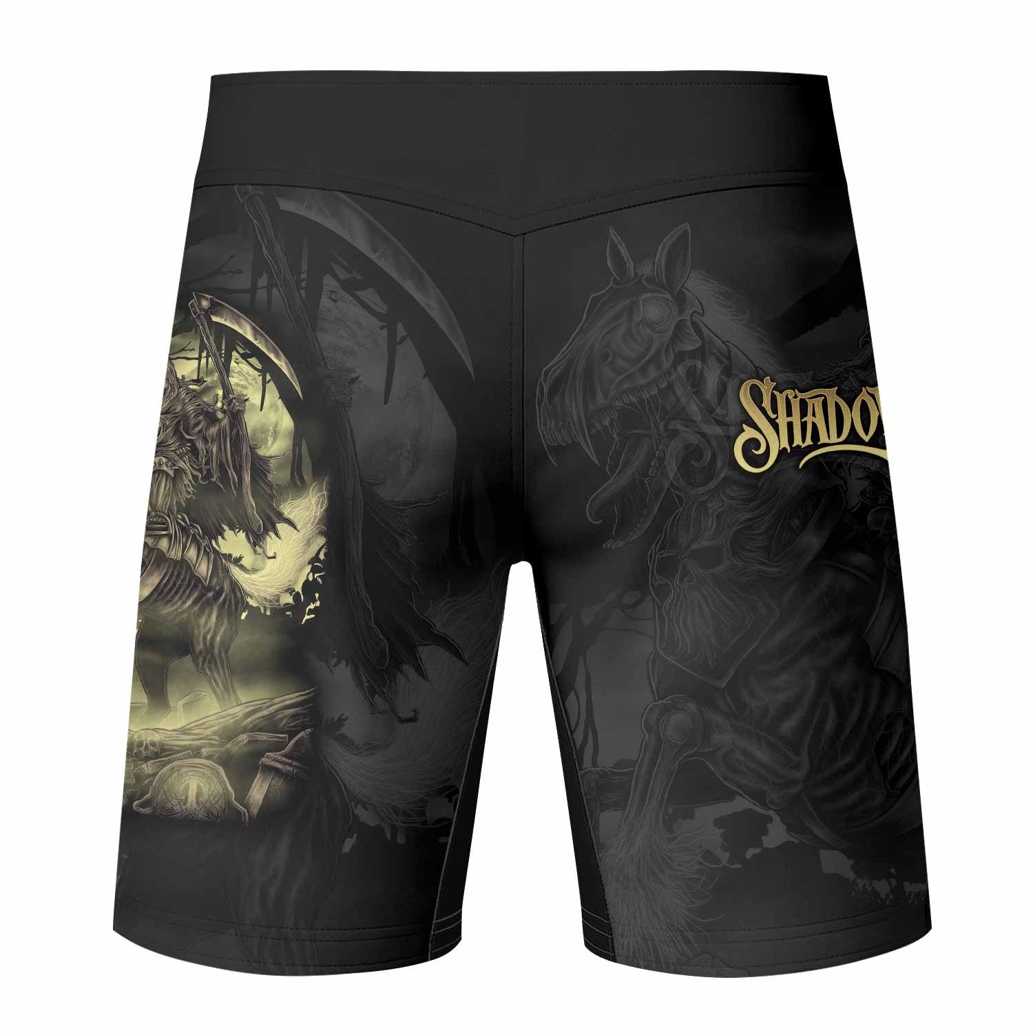 Dark Rider Fight Shorts - back view mockup