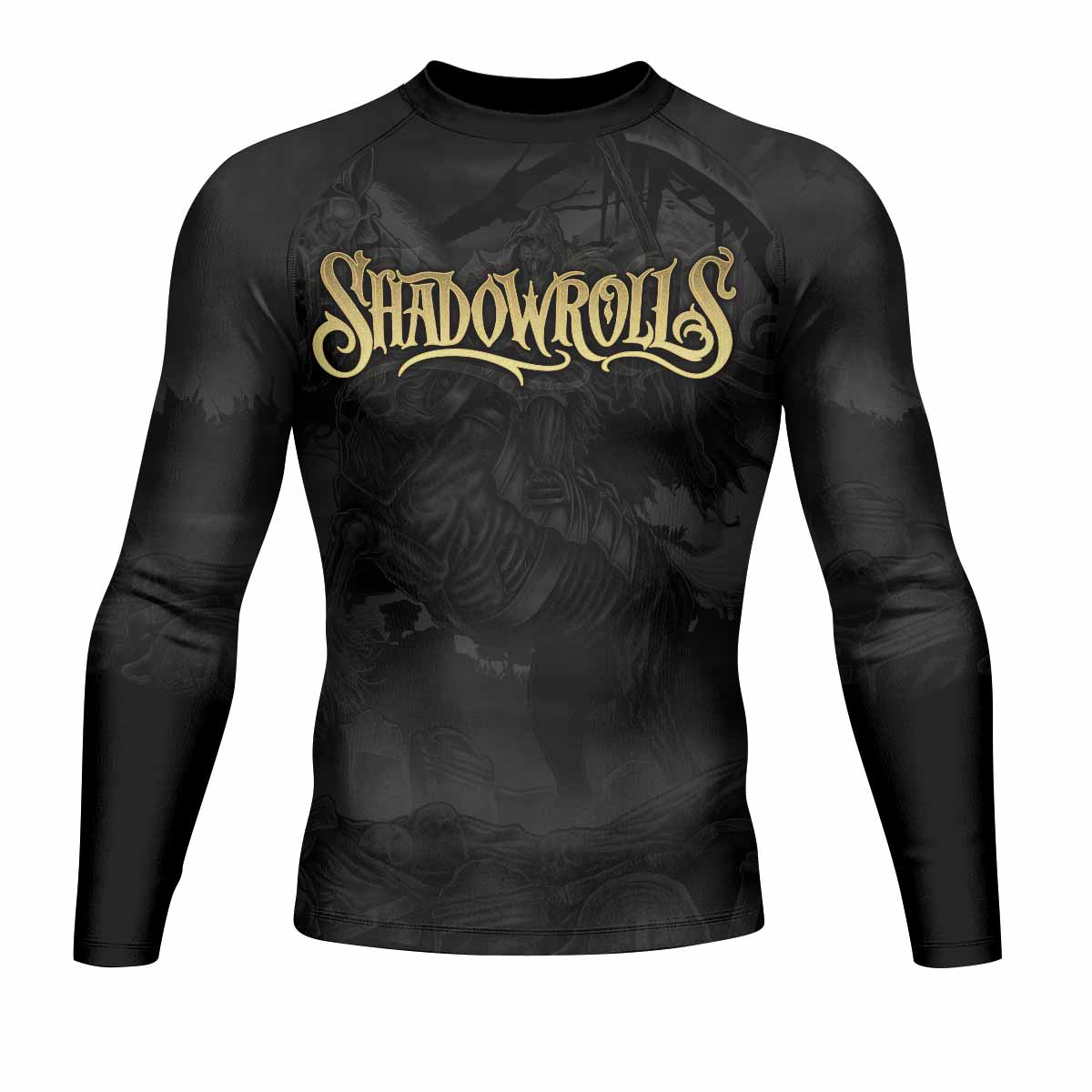 Dark Rider Men's Rash Guard Long Sleeve - front view mockup 