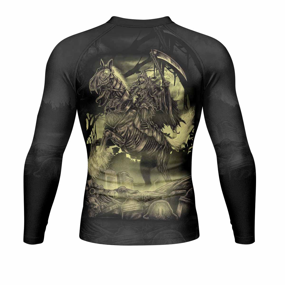 Dark Rider Men's Rash Guard Long Sleeve - back view mockup 