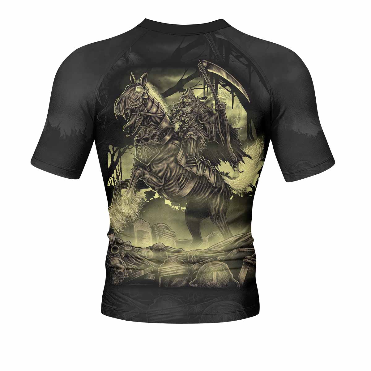 Dark Rider Men's Rash Guard Short Sleeve - back view mockup 