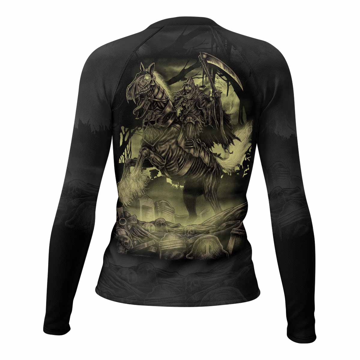 Dark Rider Women's Rash Guard Long Sleeve - back view mockup 