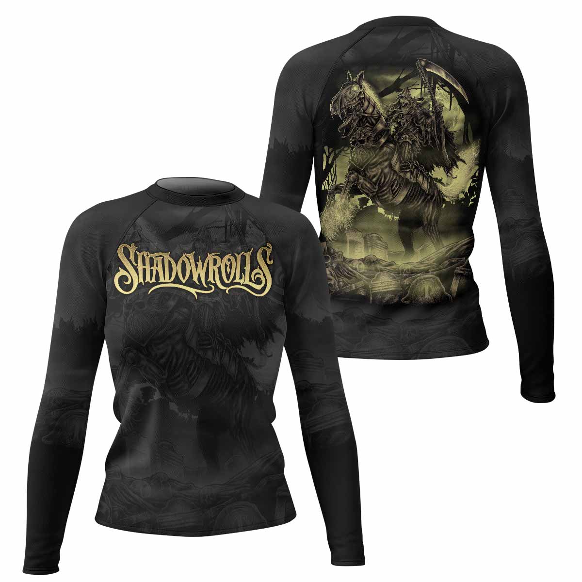 Dark Rider Women's Rash Guard Long Sleeve - front and back view