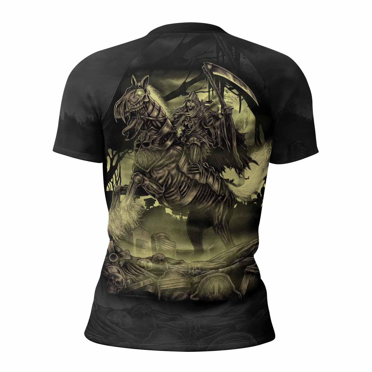 Dark Rider Women's Rash Guard Short Sleeve - back view mockup 