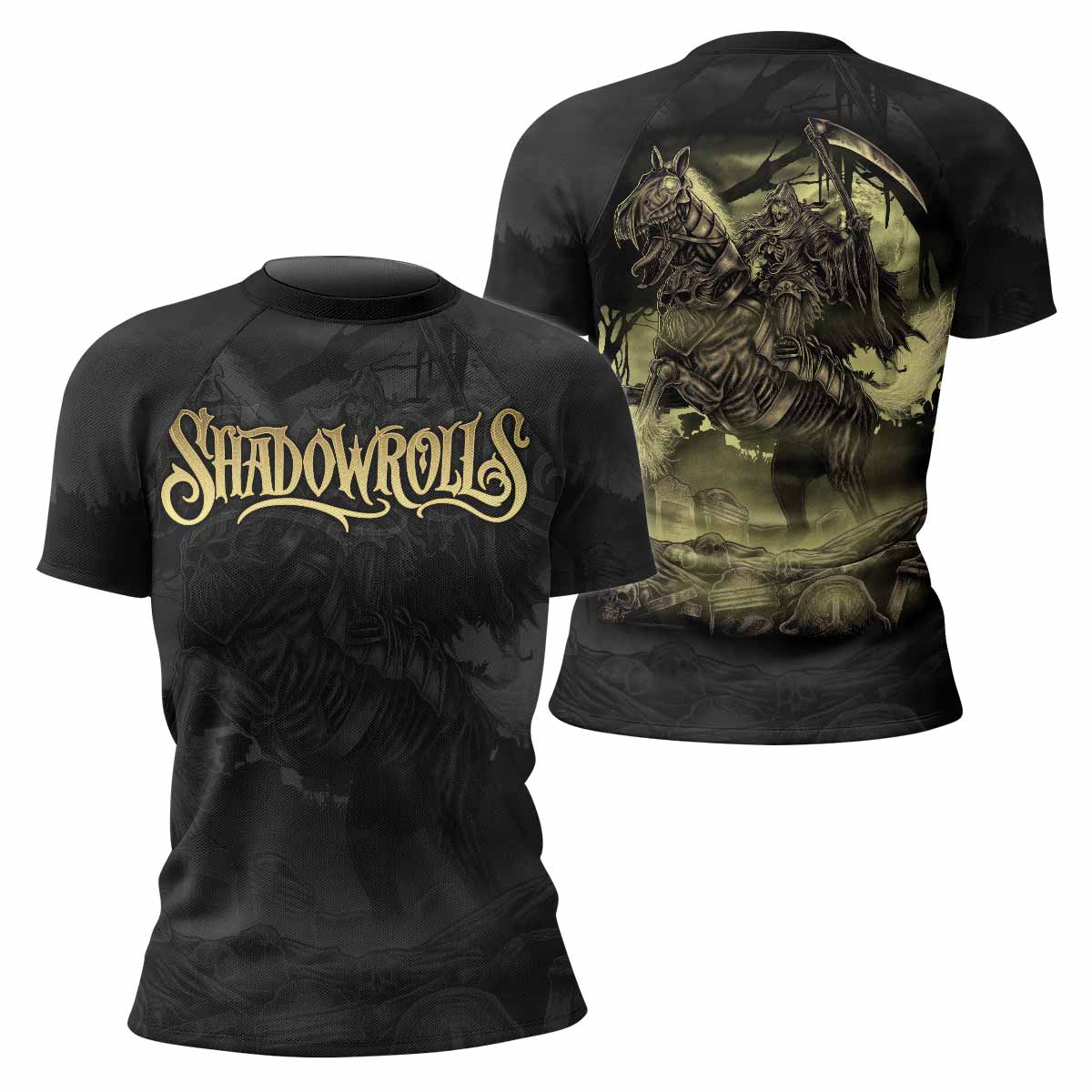 Dark Rider Women's Rash Guard Short Sleeve - front and back view