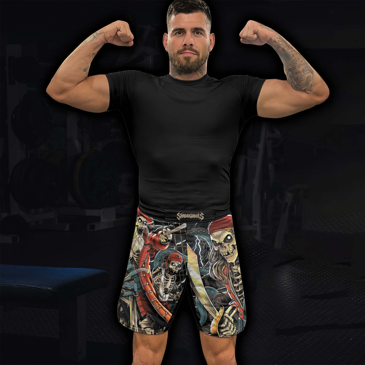 Dead Men Plunder Fight Shorts – lifestyle view
