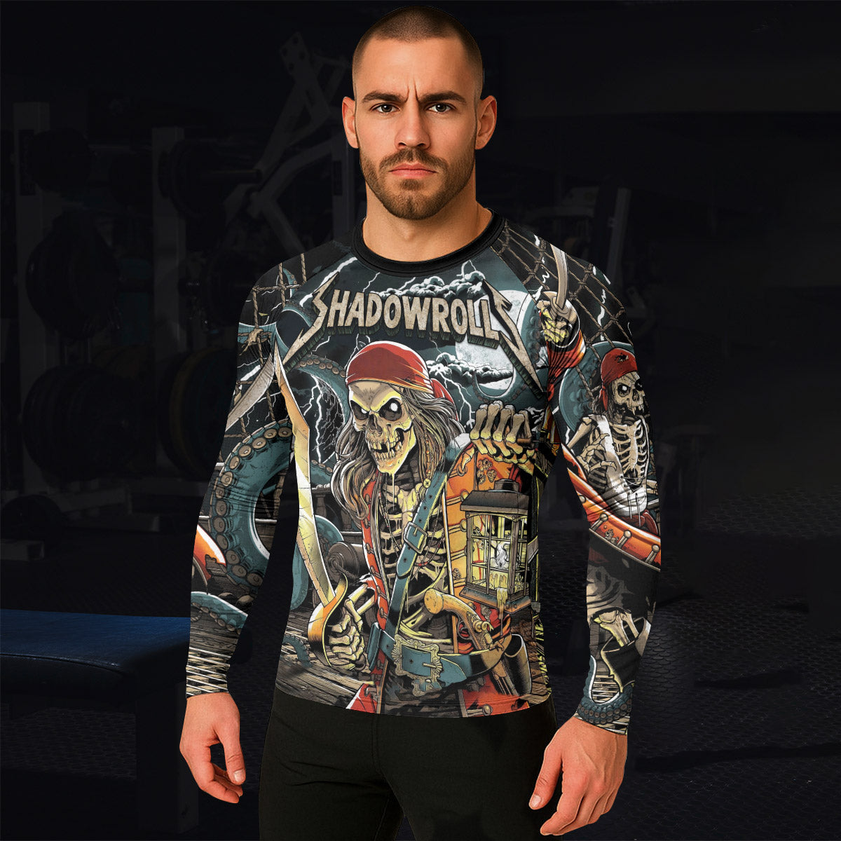 Dead Men Plunder Men's Rash Guard Long Sleeve – lifestyle view