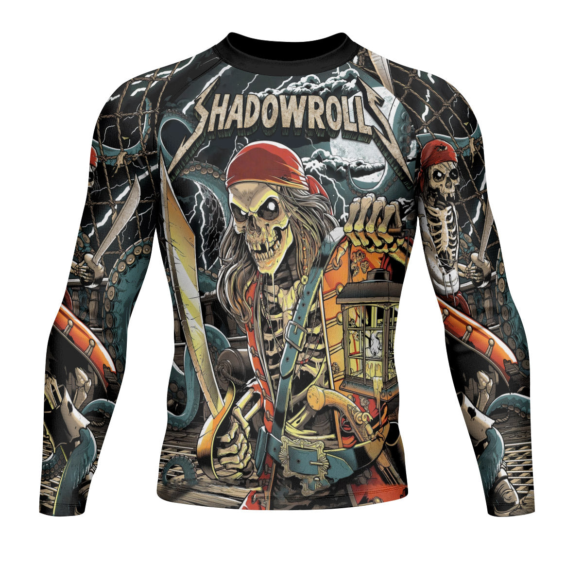 Dead Men Plunder Men's Rash Guard Long Sleeve – front view mockup 