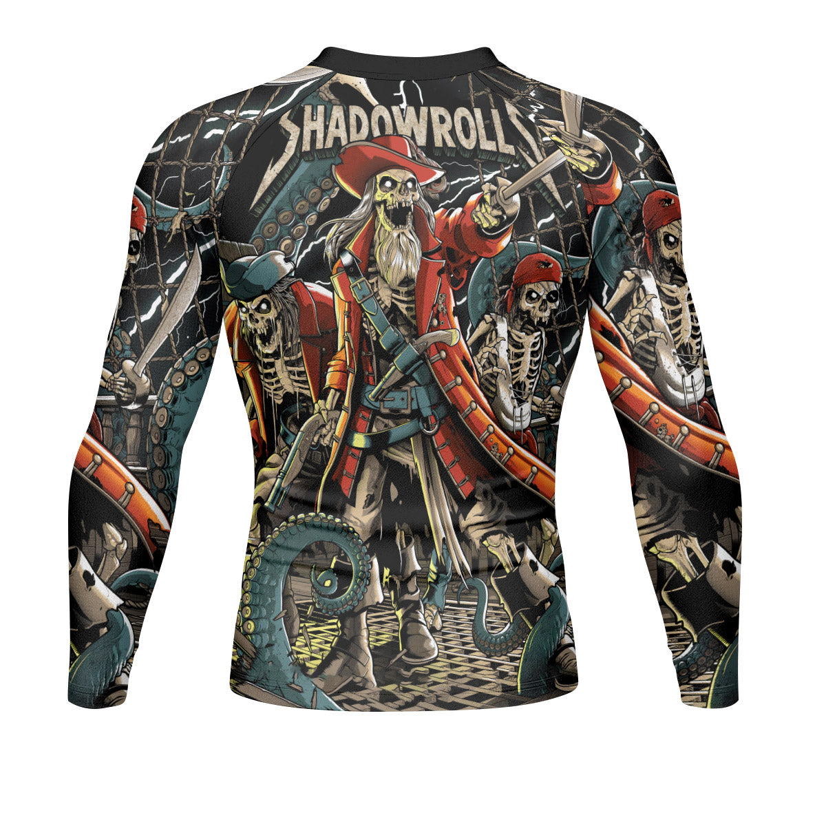 Dead Men Plunder Men's Rash Guard Long Sleeve – back view mockup 