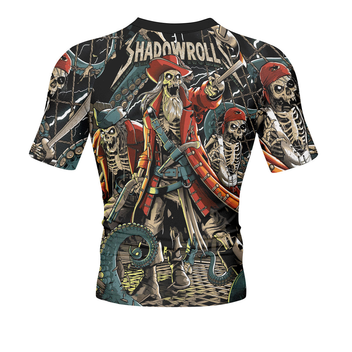 Dead Men Plunder Men's Rash Guard Short Sleeve – back view mockup 