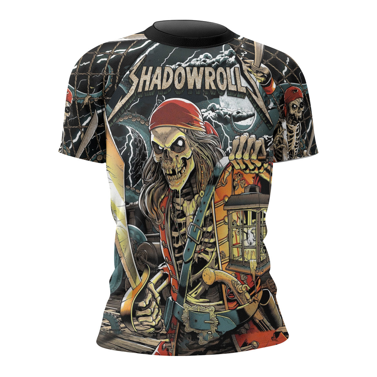 Dead Men Plunder Women's Rash Guard Short Sleeve – front view mockup 