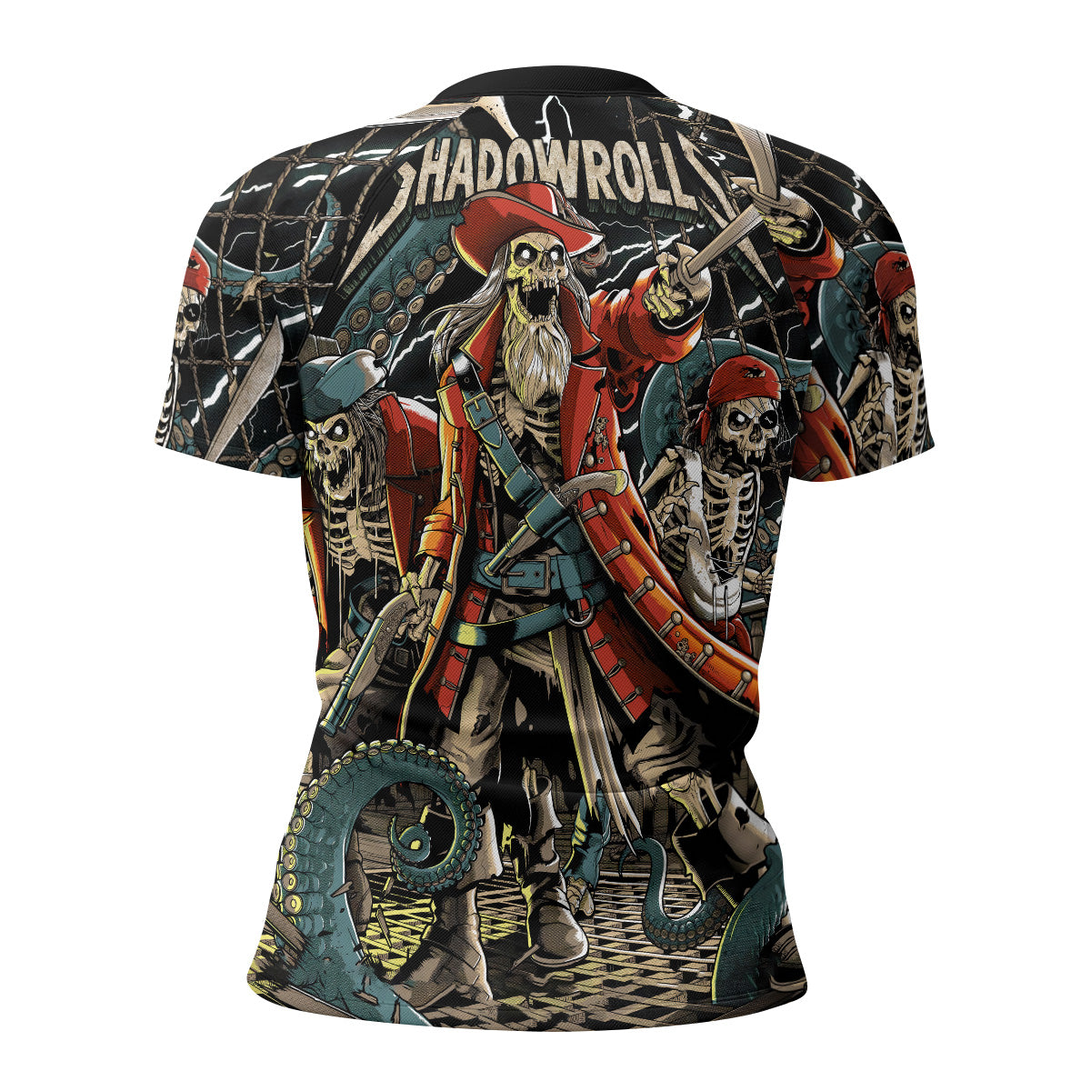 Dead Men Plunder Women's Rash Guard Short Sleeve – back view mockup 