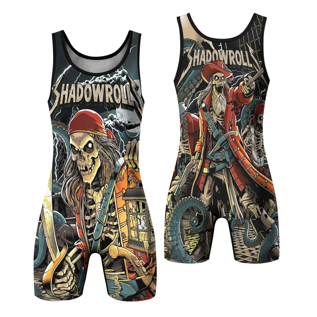 Dead Men Plunder Wrestling Singlet – front and back view