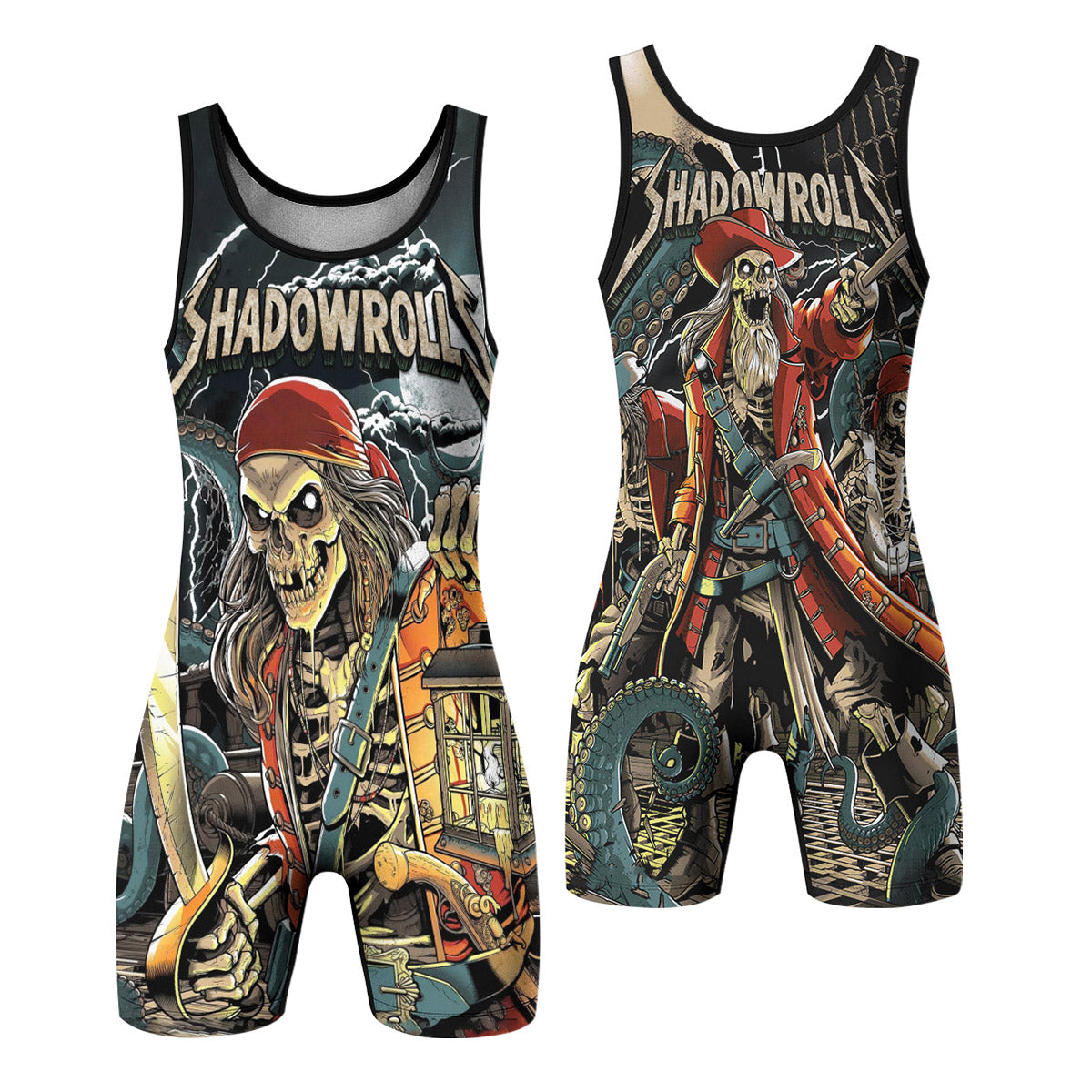 Dead Men Plunder Wrestling Singlet – front and back view
