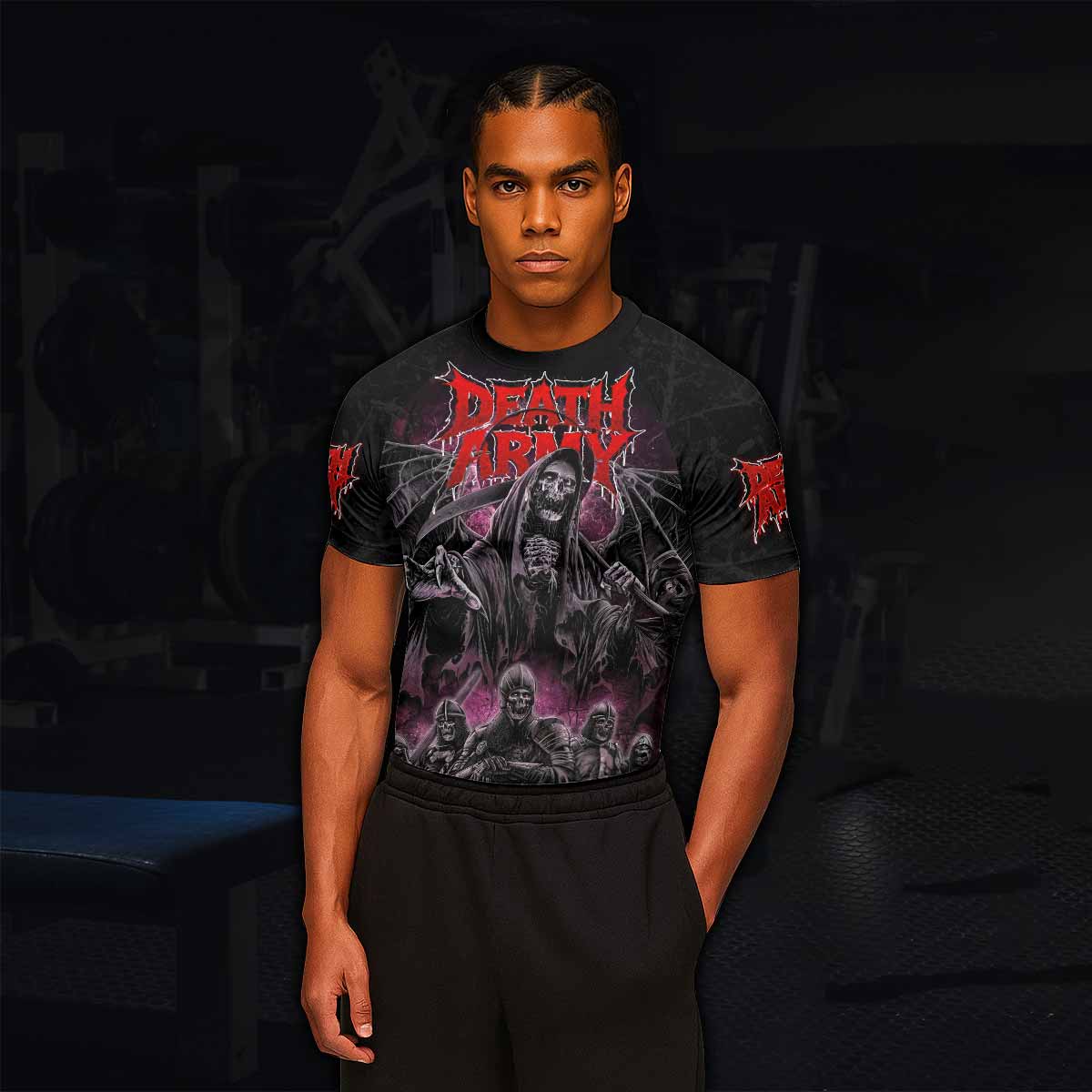 Death Army Men’s Short Sleeve Rash Guard - lifestyle view