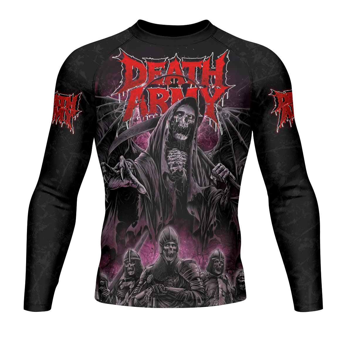 Death Army Men’s Long Sleeve Rash Guard - front view mockup