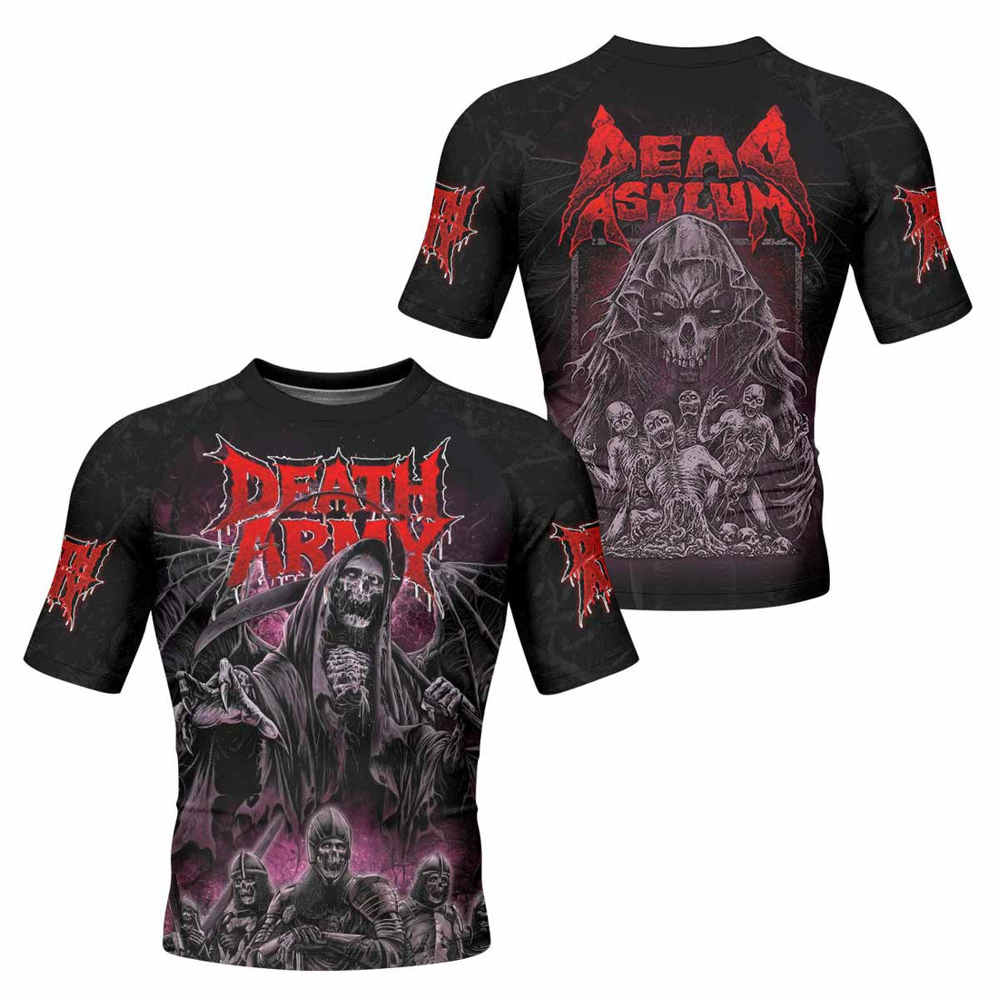 Death Army Men’s Short Sleeve Rash Guard - front and back view