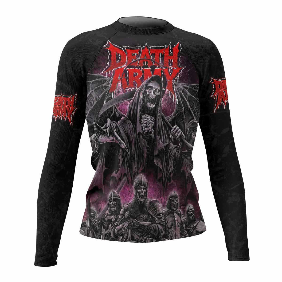 Death Army Women’s Long Sleeve Rash Guard - front view mockup