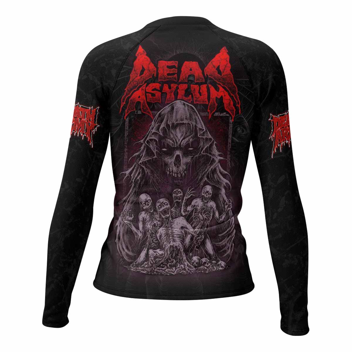 Death Army Women’s Long Sleeve Rash Guard - back view mockup