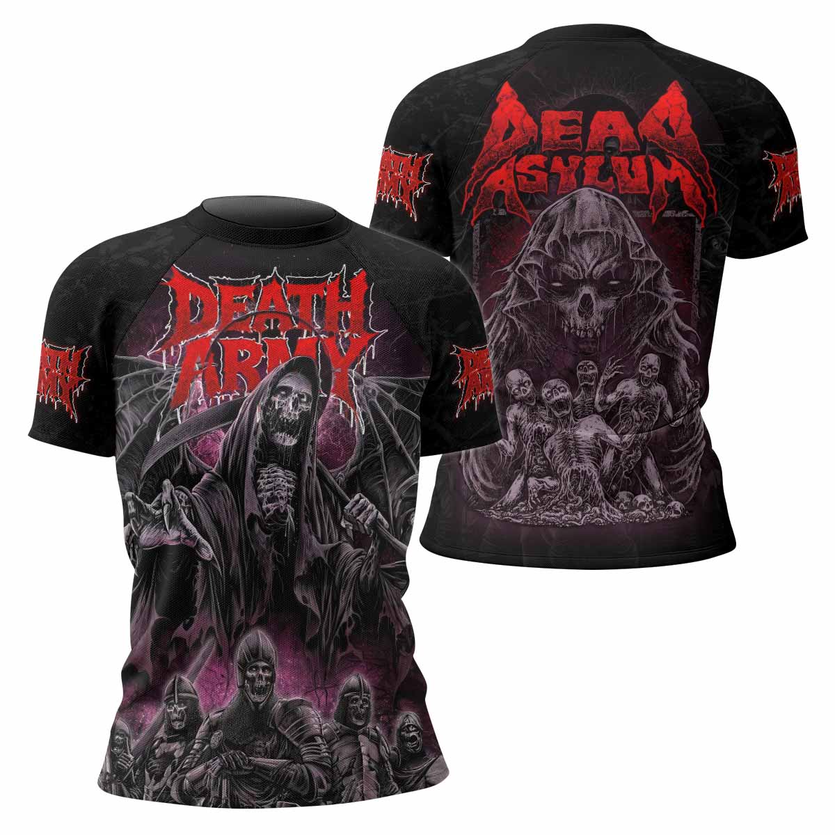 Death Army Women’s Short Sleeve Rash Guard - front and back view