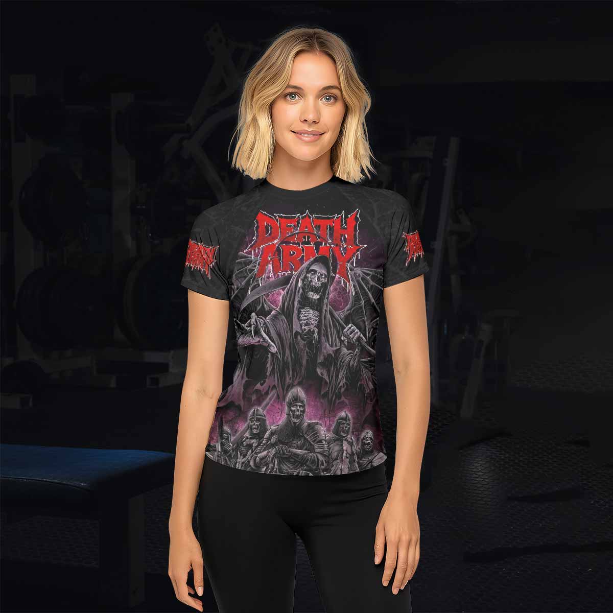 Death Army Women’s Short Sleeve Rash Guard - lifestyle view