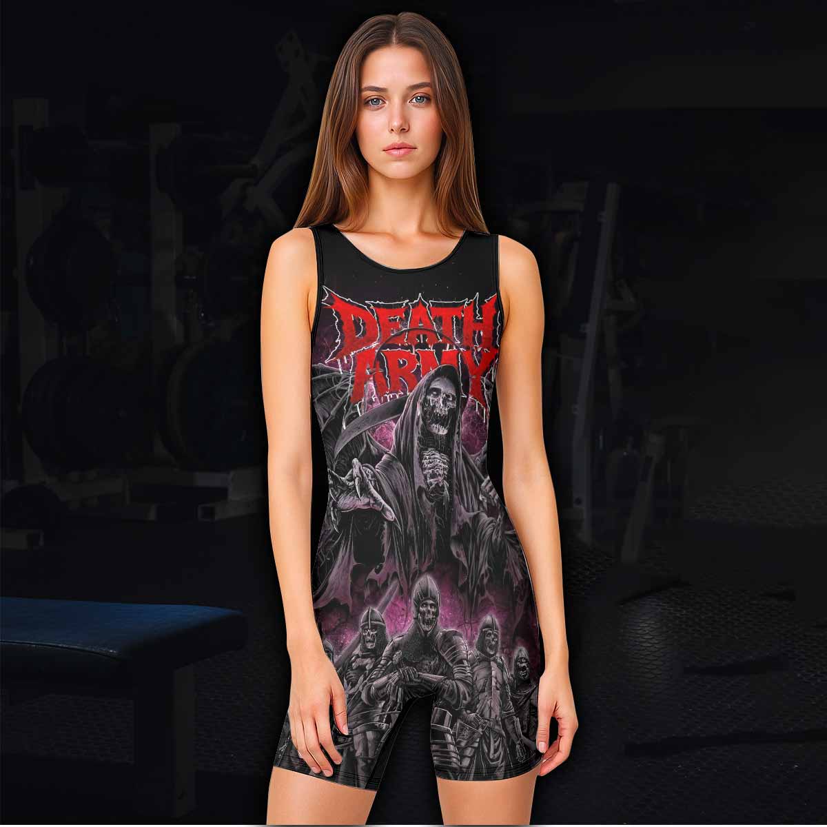 Death Army Wrestling Singlet - women's lifestyle view