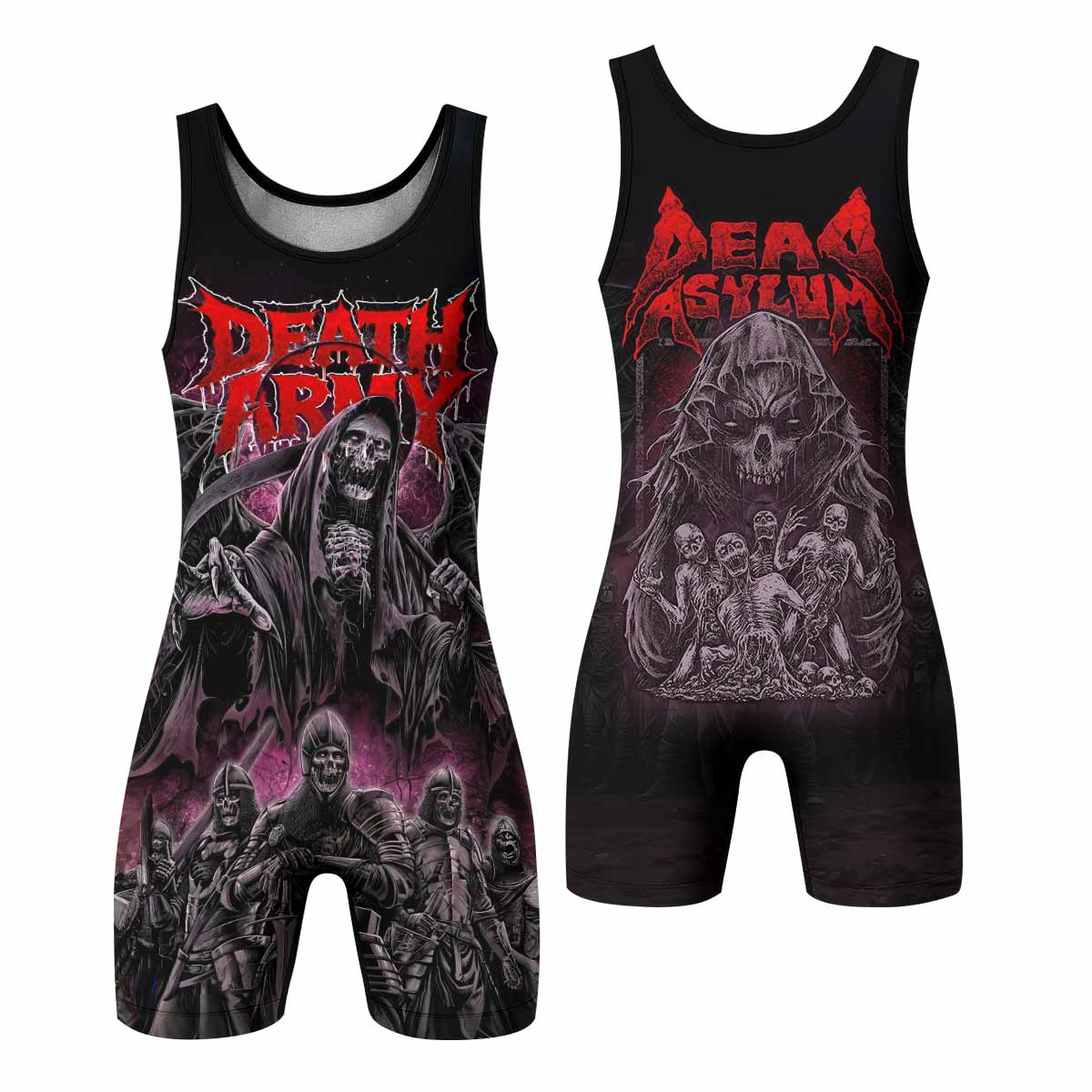 Death Army Wrestling Singlet - front and back view