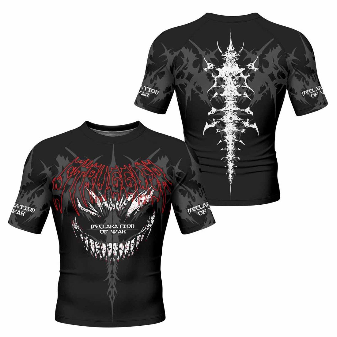 Declaration of War Men's Rash Guard Short Sleeve - front and back view