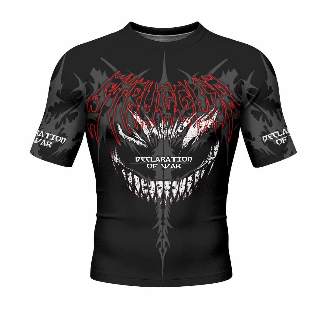Declaration of War Men's Rash Guard Short Sleeve - front and back view