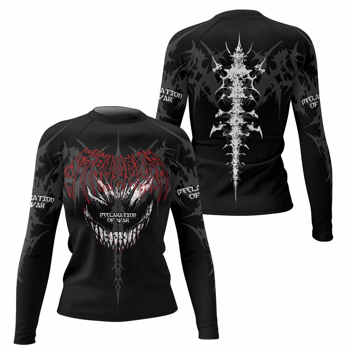 Declaration of War Women's Rash Guard Long Sleeve - front and back view