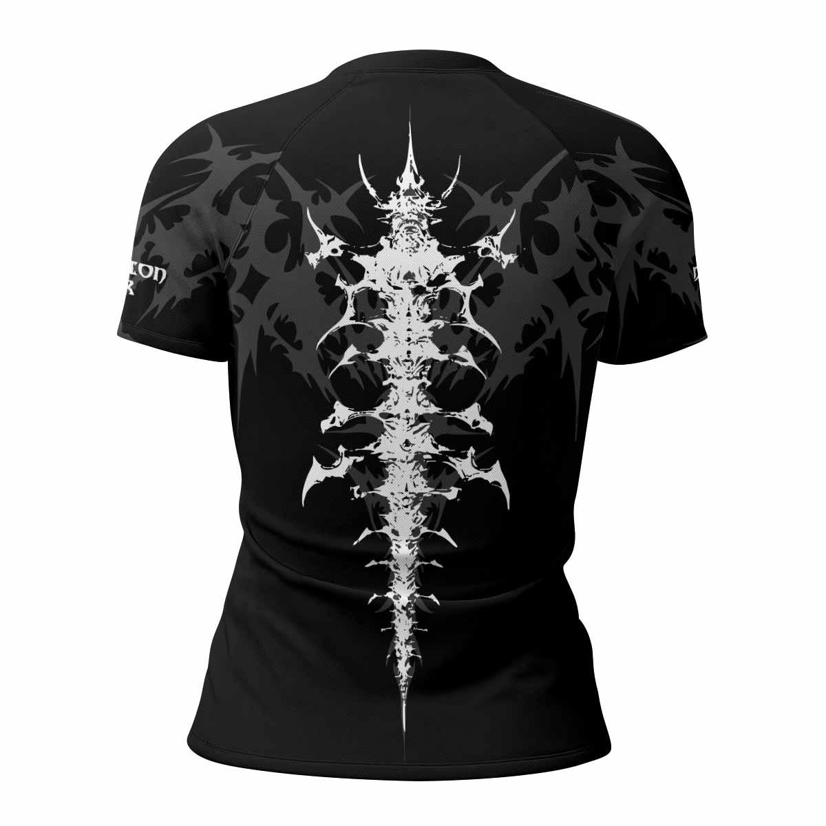 Declaration of War Women's Rash Guard Short Sleeve - back view mockup