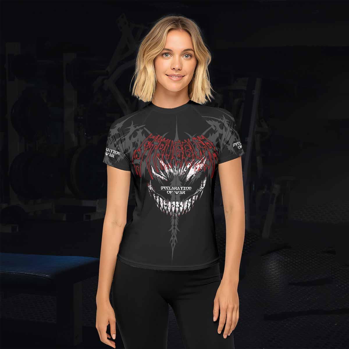 Declaration of War Women's Rash Guard Short Sleeve - lifestyle view