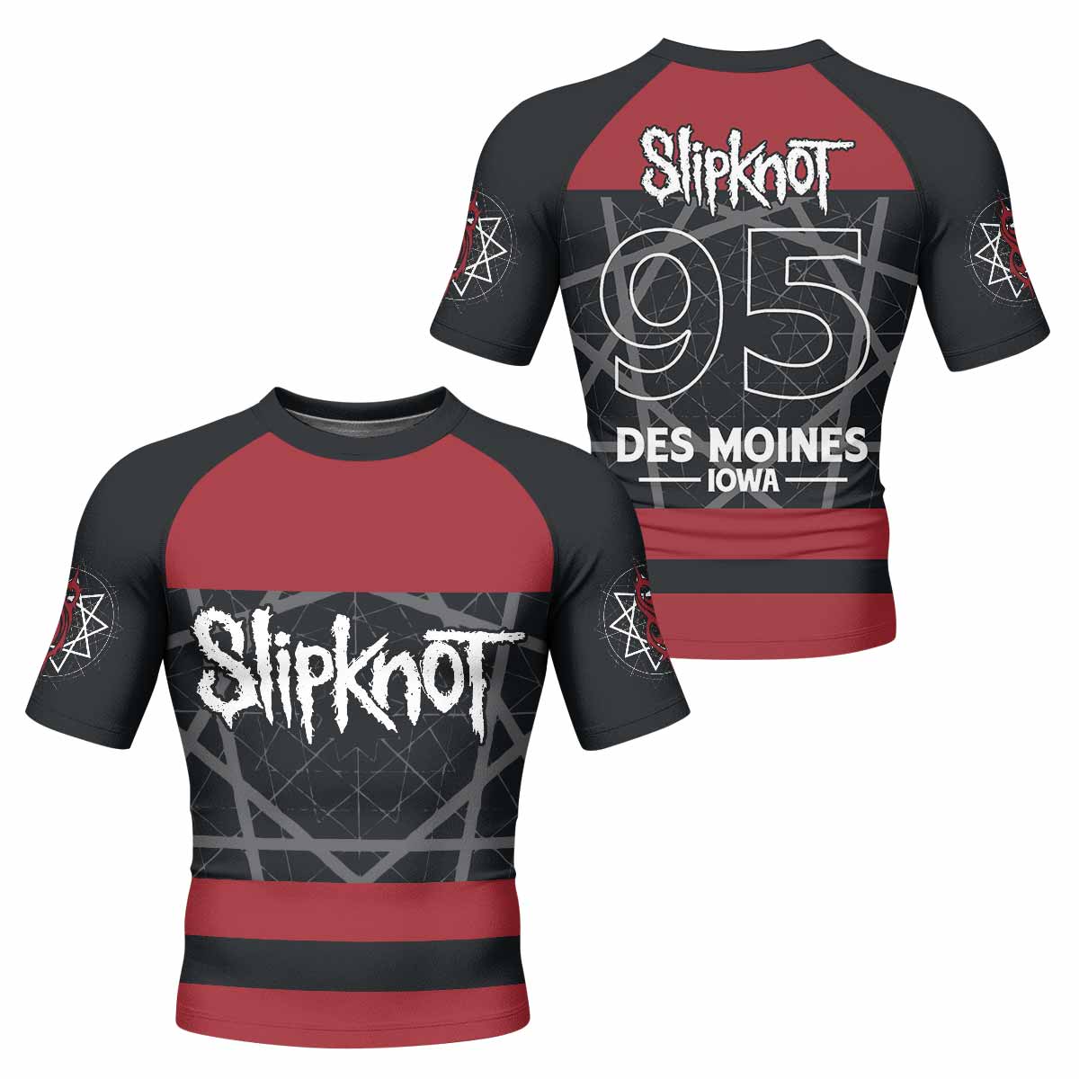 Des Moines 95 Men's Rash Guard Short Sleeve - front and back view