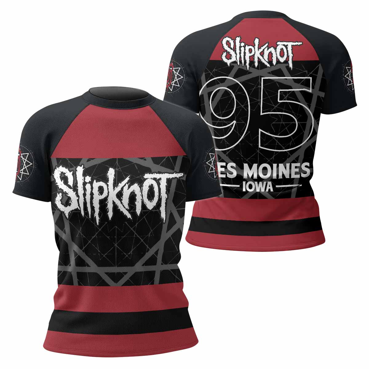 Des Moines 95 Women's Rash Guard Short Sleeve - front and back view