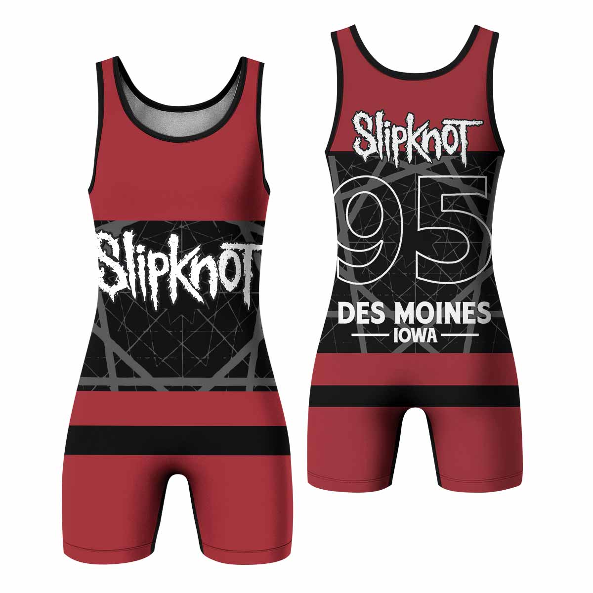 Des Moines 95 Wrestling Singlet - front and back view