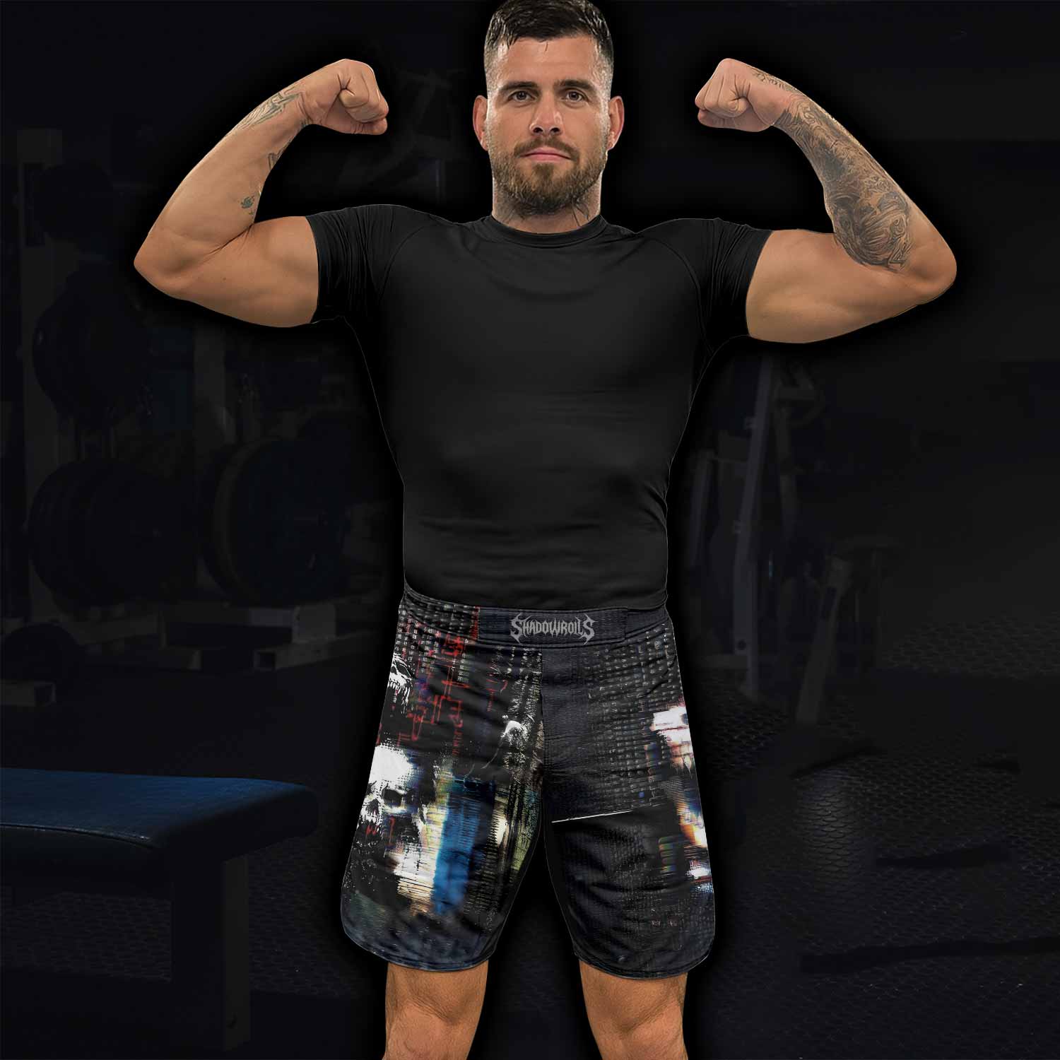 Digital Fear Protocol Fight Shorts - lifestyle view