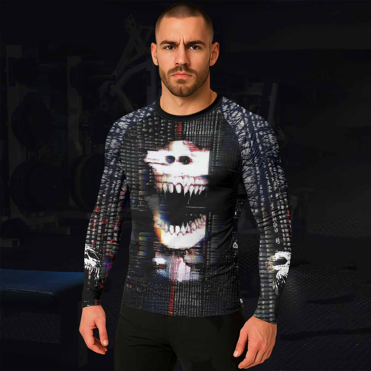 Digital Fear Protocol Men's Rash Guard Long Sleeve - lifestyle view
