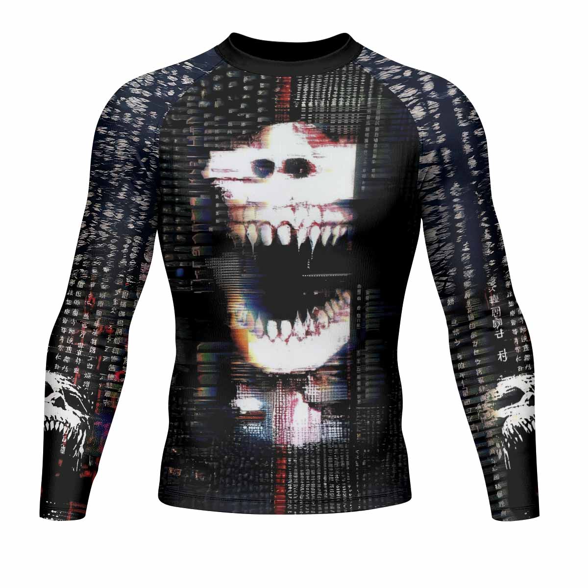 Digital Fear Protocol Men's Rash Guard Long Sleeve - front view mockup 