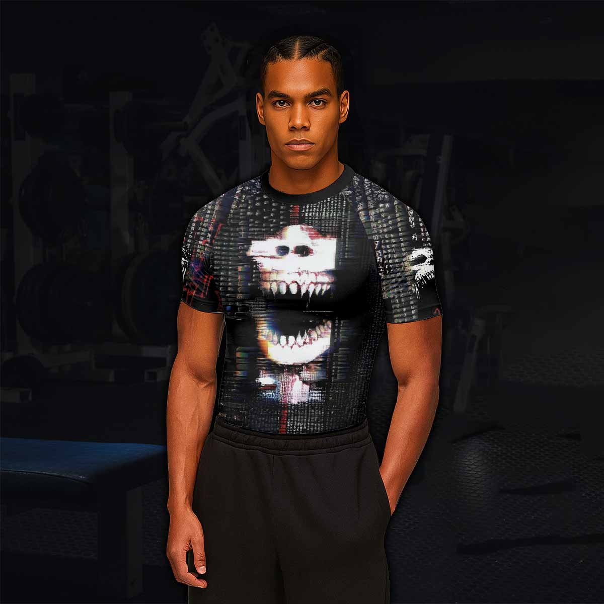 Digital Fear Protocol Men's Rash Guard Short Sleeve - lifestyle view