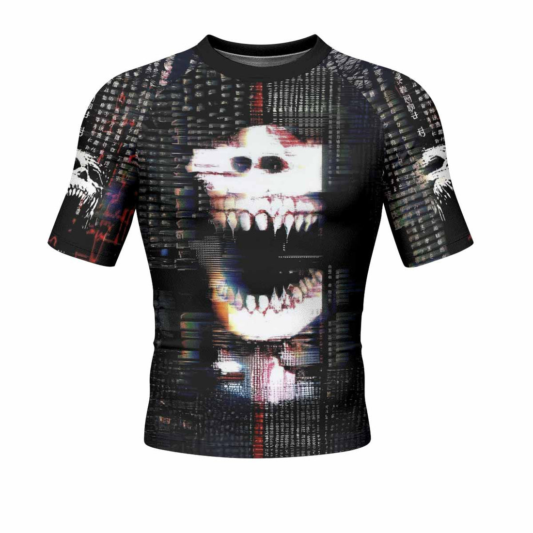 Digital Fear Protocol Men's Rash Guard Short Sleeve - front and back view
