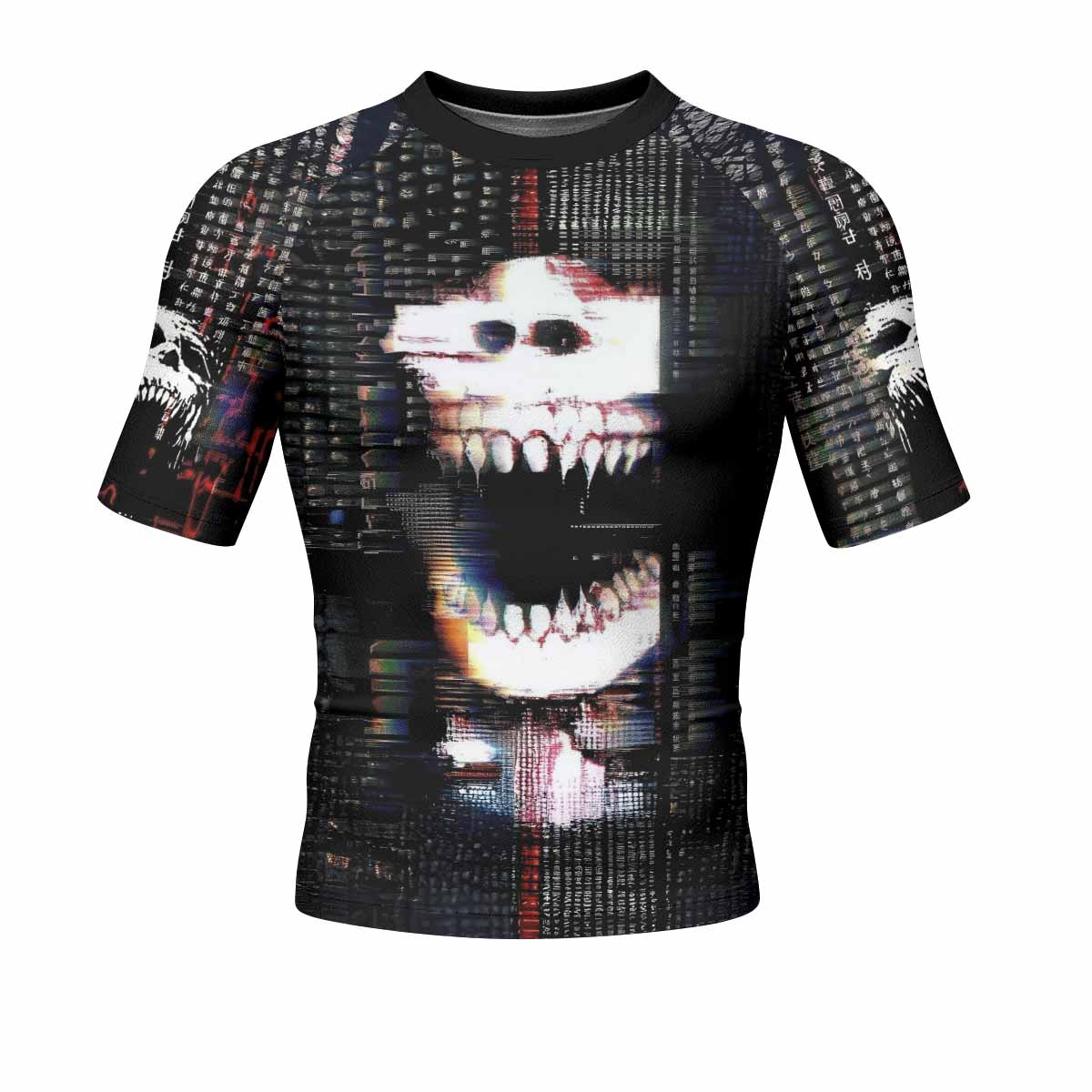 Digital Fear Protocol Men's Rash Guard Short Sleeve - front view mockup 