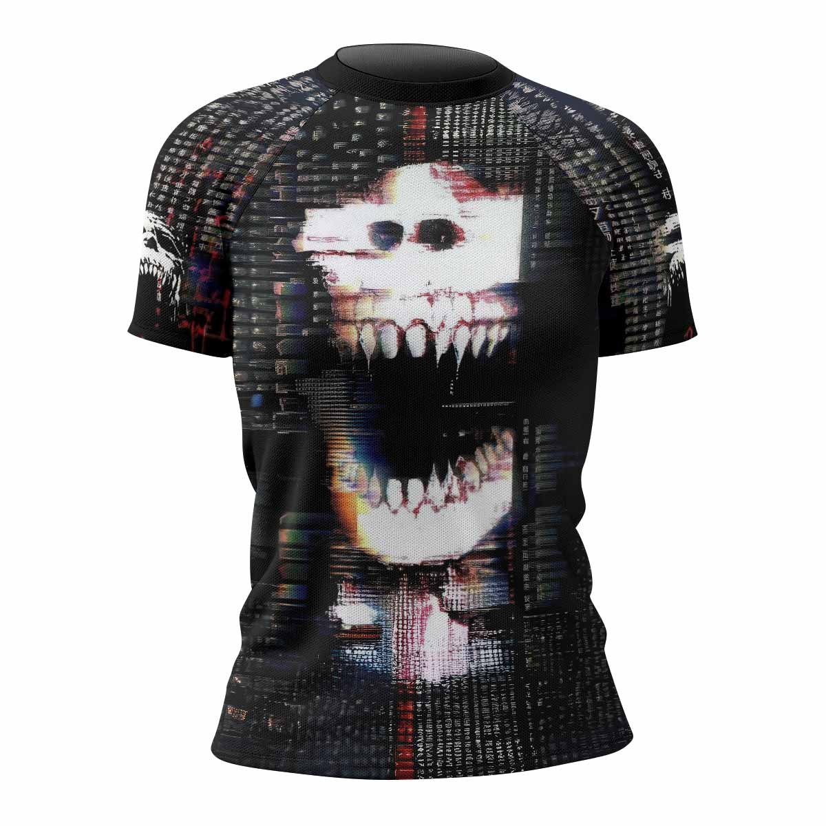 Digital Fear Protocol Women's Rash Guard Short Sleeve - front view mockup 