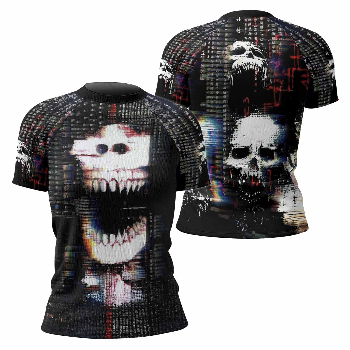 Digital Fear Protocol Women's Rash Guard Short Sleeve - front and back view