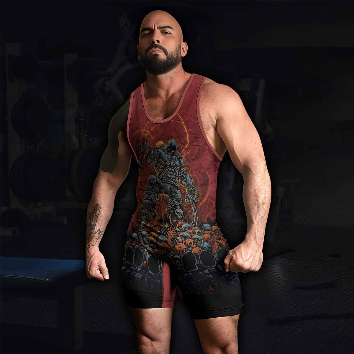 Disturbed Dominion Wrestling Singlet - men's lifestyle view